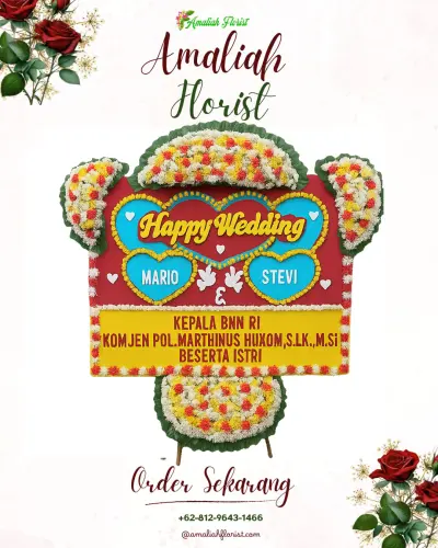 Karangan Papan Bunga Pernikahan di Bido